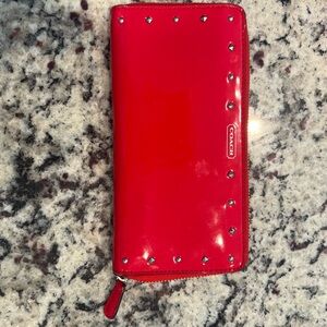 Coach Red Studded Wallet